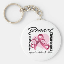 Heart Ribbon - Breast Cancer Awareness Keychain