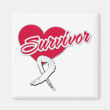Heart Ribbon - Lung Cancer Survivor Fridge Magnet