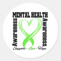 Heart Ribbon - Mental Health Awareness Stickers