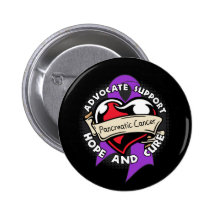 Heart Ribbon - Pancreatic Cancer Pinback Button