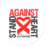Heart Ribbon v3 - Stand Against Heart Disease Round Stickers