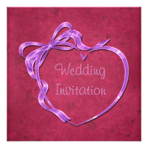 Heart Ribbon Wedding Invitation Card