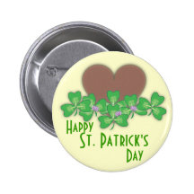 Heart & Shamrocks St. Patrick's Day Pinback Buttons