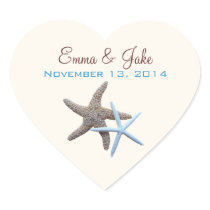 Heart Shape, Starfish Wedding Sticker