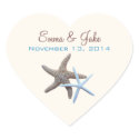 Heart Shape, Starfish Wedding Sticker