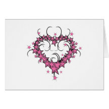heart shape stars tattoo design card