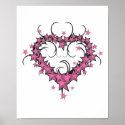 heart shape stars tattoo design posters