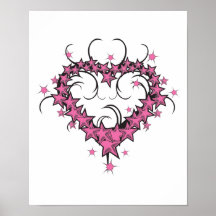 heart shape stars tattoo design print