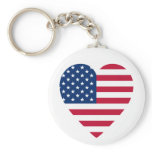 Heart-Shaped American Flag Keychain