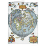 Heart Shaped Antique World Map by Peter Apian cards