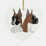 Heart-shaped ceramic boxer ornament