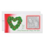 Heart-Shaped Christmas Wreath photo cards