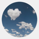 Heart shaped cloud round stickers