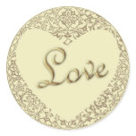 Heart Shaped Decorative Pale Cream “Love” Sticker