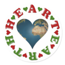 Heart shaped Earth anagram Round Sticker