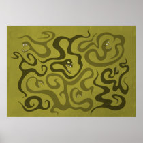 Heart-Shaped Eyed Evil Cartoon Snakes posters