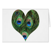 Heart Shaped Peacock Feather Card