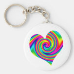 Heart Shaped Rainbow Twirl Keychain