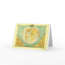 Heart Shaped World Map Blank Notecard