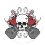 Heart Skull Guitar Round Stickers