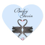 Heart Sticker Seal Romancing Swans