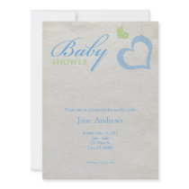 Heart Strings Baby Shower - Blue & Green Announcement