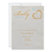 Heart Strings Baby Shower - Orange & Blue Personalized Invites