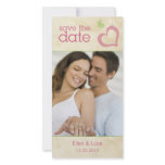 Heart Strings Save The Date - Green & Pink Custom Photo Card