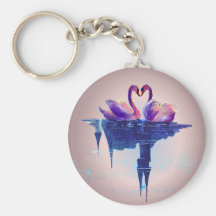 HEART SWANS by SHARON SHARPE Keychains