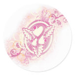 Heart Tattoo with Flowers Round Stickers