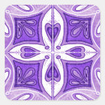 Heart Tiles Inspired by Portuguese Azulejos Purple Stickers