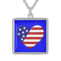 Heart USA Flag Necklaces