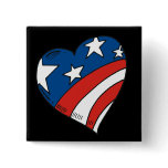 Heart USA Flag Tshirts and Gifts Pin