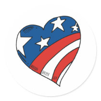 Heart USA Flag Tshirts and Gifts Round Stickers