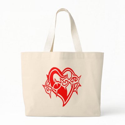 Heart w/ Barb Wire Tattoo Bags by WhiteTiger_LLC