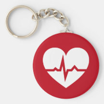 Heart with ECG wave cardiologist or cardiac nurse Keychain
