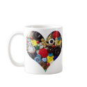 Heart with Snowman and Gingerbread Men Buttons mugs