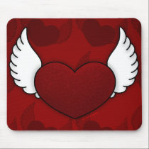 Heart With Wings Mousepad mousepads