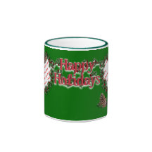 Heart Wreath on green Coffee Mugs