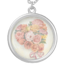 HEART WREATH ROSE BOUQUET NECKLACE necklaces