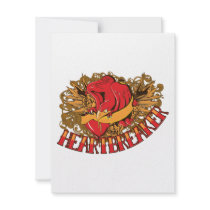 heartbreaker red bird tattoo style art custom invitations