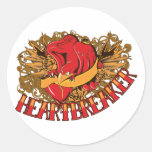 heartbreaker red bird tattoo style art round sticker