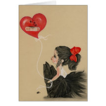 Heartbroken little sad cartoon girl Card
