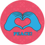 HeartMark blue Peace over tiled red Power symbol.a photo sculptures
