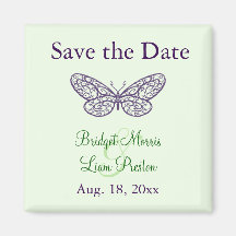 Heart's a Flutter Save the Date Magnet (green)