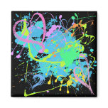 HEARTS AND PAINT SPLATTER magnets
