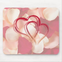 hearts and rose petals mouse pad