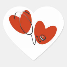 Hearts and Stethoscope T-shirts and Gifts Stickers