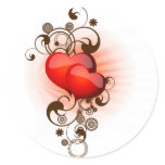 Hearts-and-Swirls Round Stickers