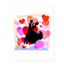 Hearts ballroom dancing postcards
